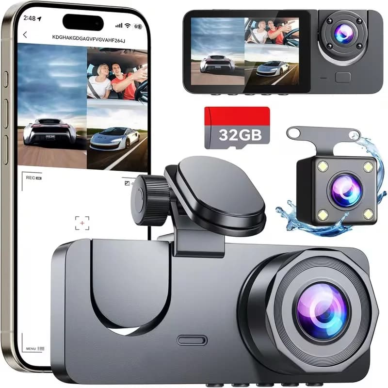 Triple lens on-board camera 2,1 P Full HD with WiFi control via app, G sensor, driving recorder and optional GPS parking monitoring