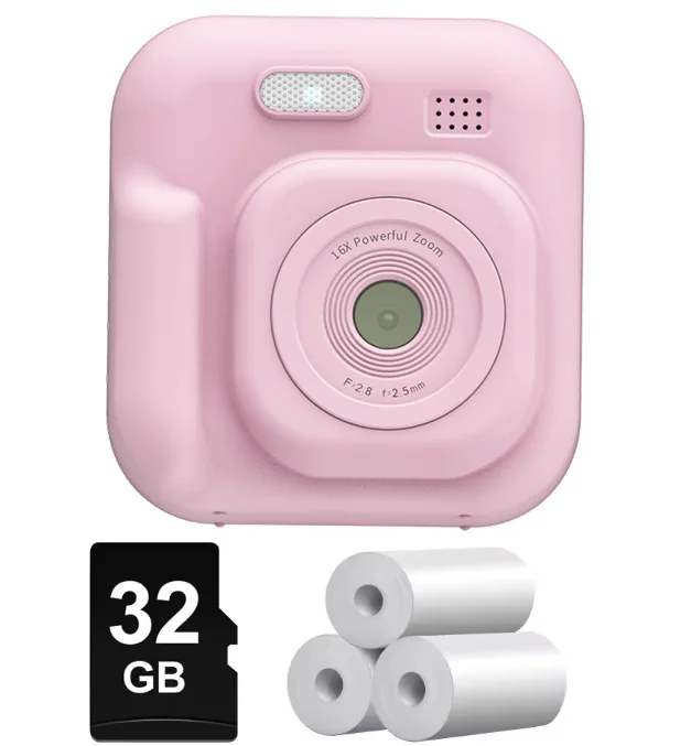 Blossom K9 Instant Print Camera 48MP 1080P Dual Lens Bluetooth Games Music Gift 1300mAh 256GB Eye-Protective Screen Gift for 6-12 Year Old