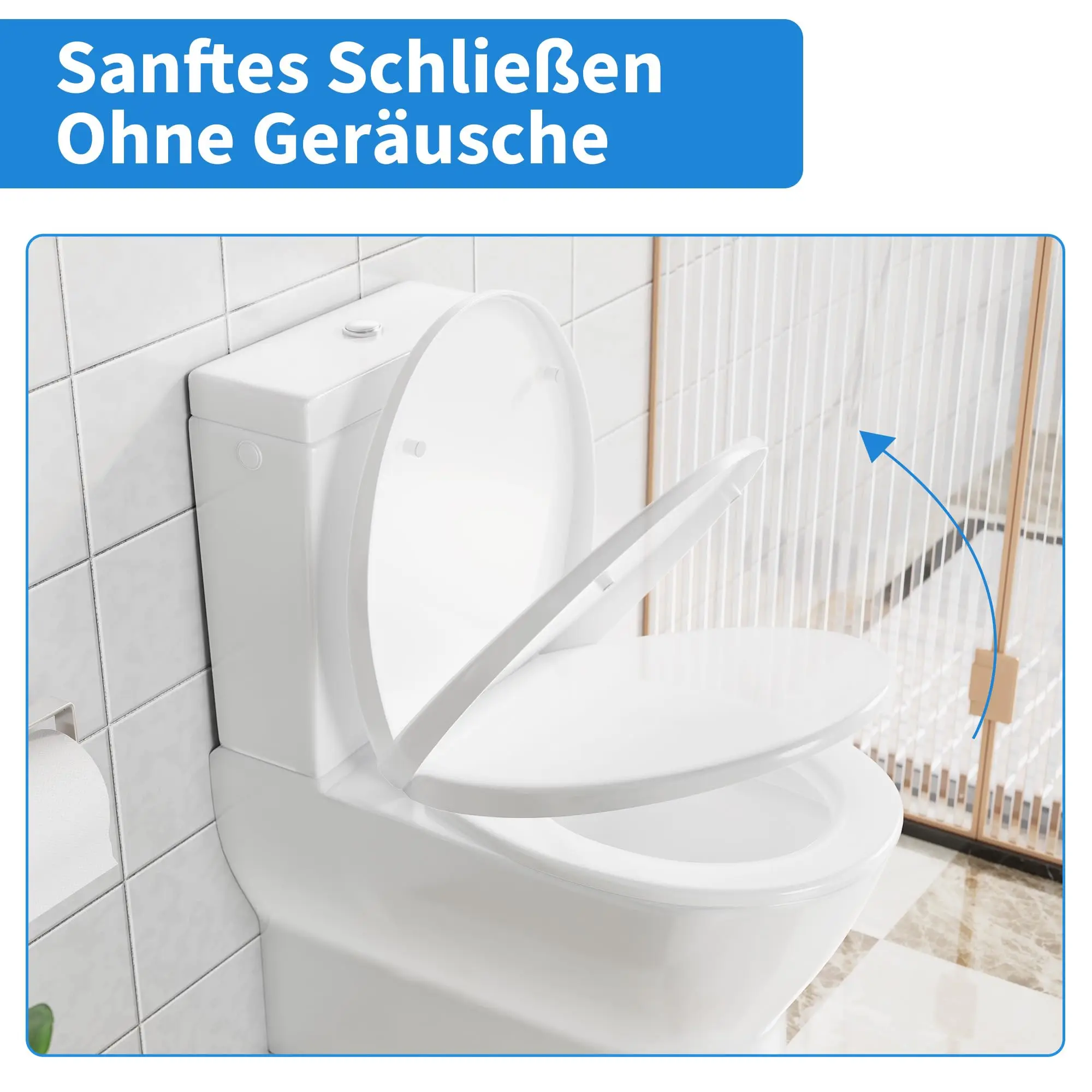Toilet Lid with Soft Close,Anti-Bacterial Toilet Seat,Quick Release Function,Fits Most O-Shape Toilets,Pp Toilet Lid,Toilet Seat Supports up to 150Kg,White