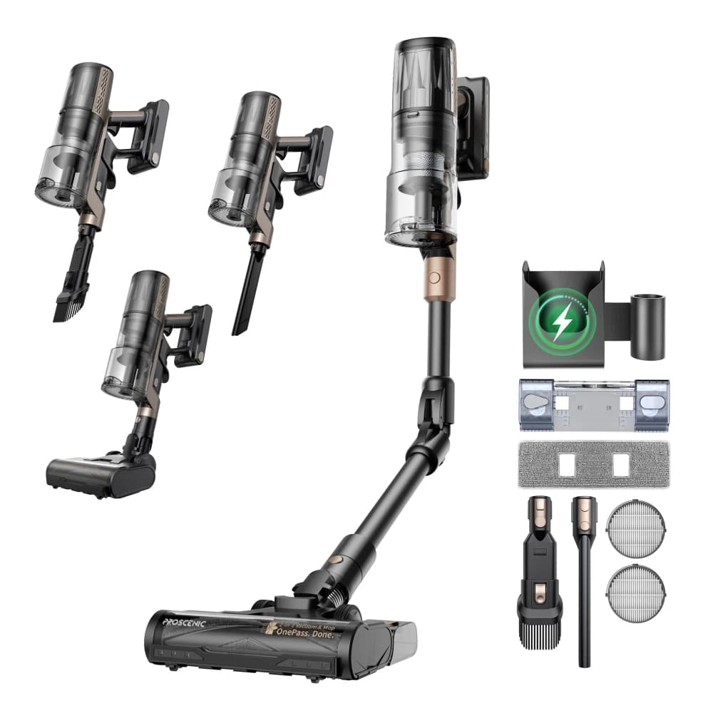 Proscenic P20 OnePass Cordless Vacuum Cleaner- 70KPa Suction, 180° Bendable Tube, 680W Brushless Motor, 70Min Runtime Wet Dry