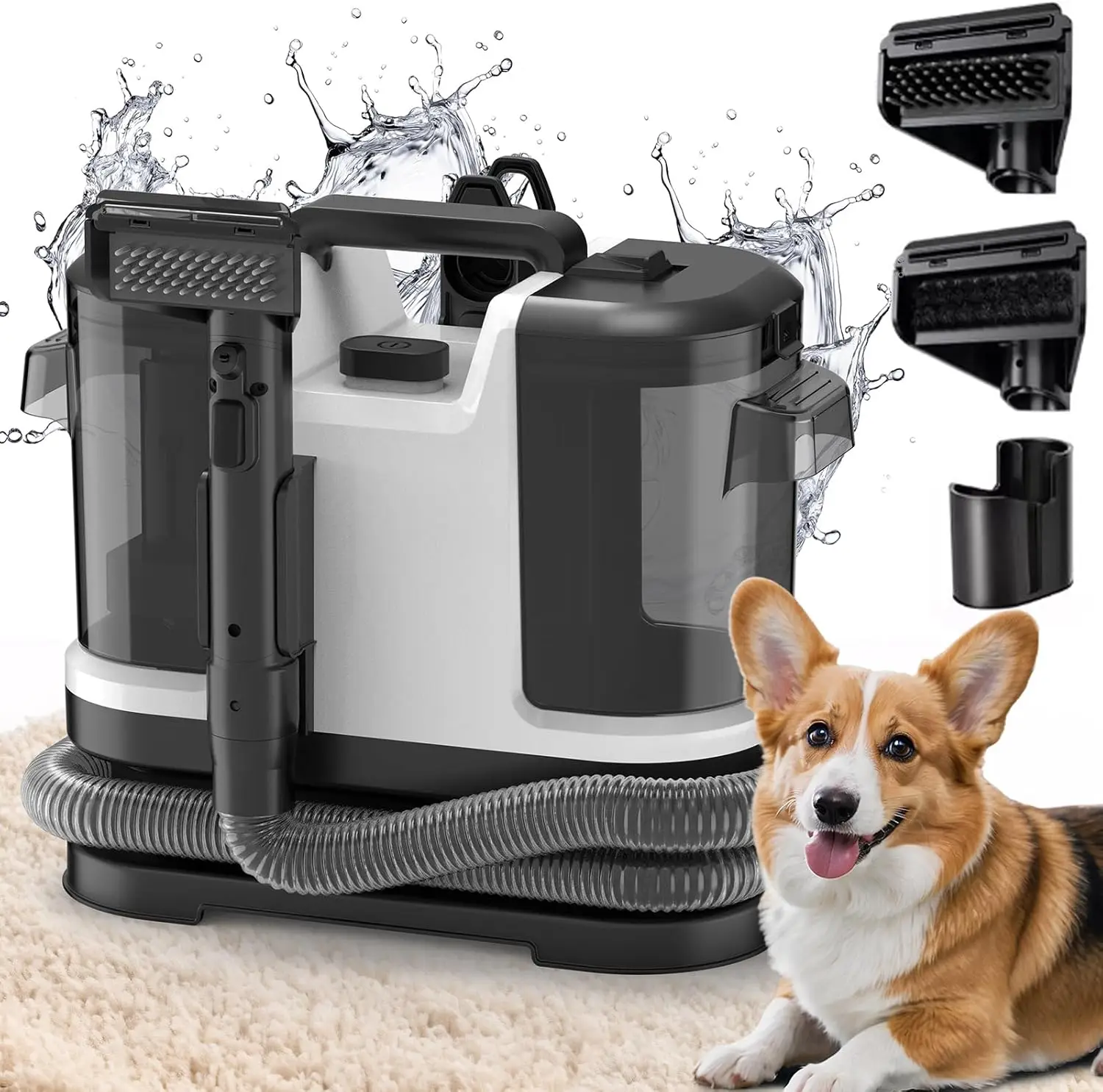 Portable Carpet Cleaner Spray & Suction All-in-One Pet Dirt Stain Cleaner 500W 12kPa Handheld Home Furniture Upholstery Cleaner