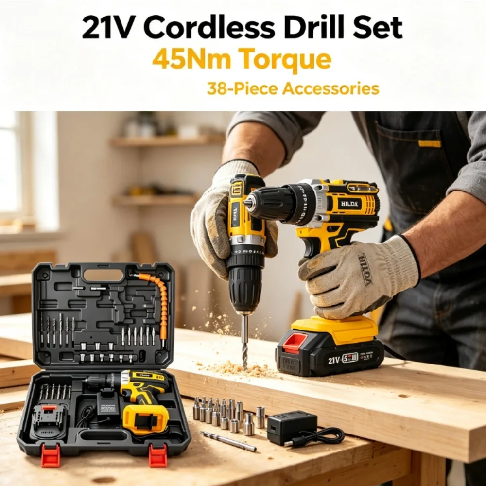 21 V cordless impact drill, electric screwdriver, electric hammer drill, cordless mini drill, lithium-ion battery-powered tools