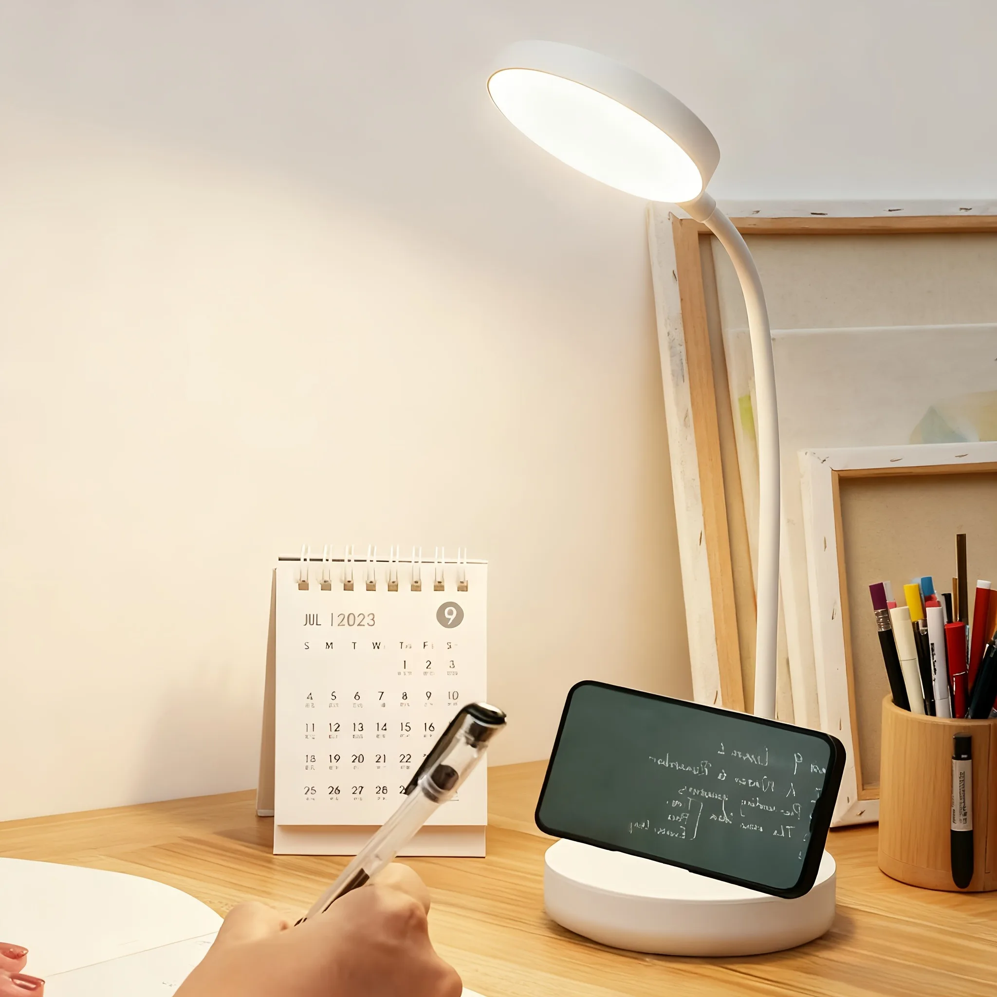 DE Fast Delivery USB Rechargeable LED Desk Lamp Night Light 360° Rotatable Adjustable Arm 3 Color Modes Dimmable Brightness Bedside Reading Lamp for Office Bedroom