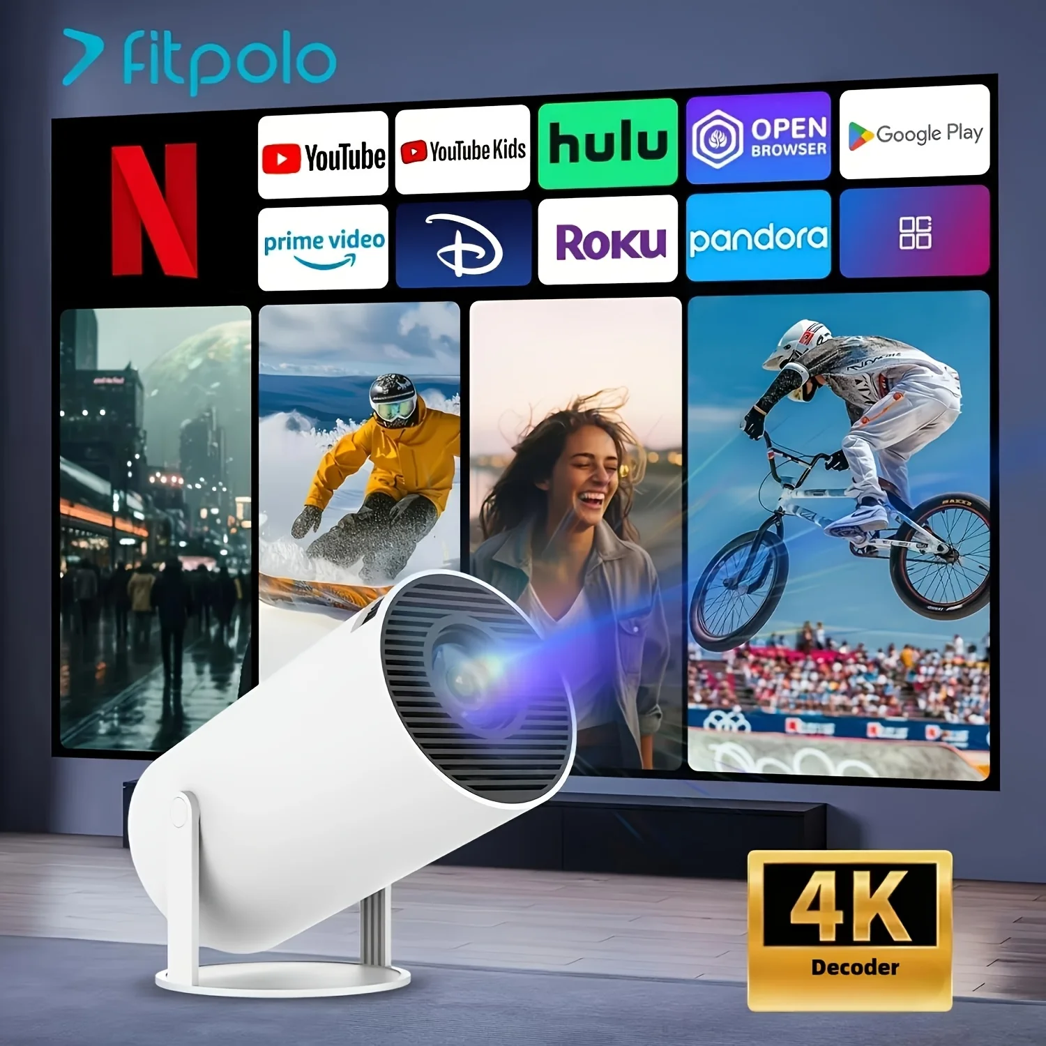 ZNLYRION Mini Portable Smart Projector 4K Decoding Supported 200 ANSI WiFi 6 Android 11.0 180° Rotatable Home Theater Projector for Outdoor  Bedroom