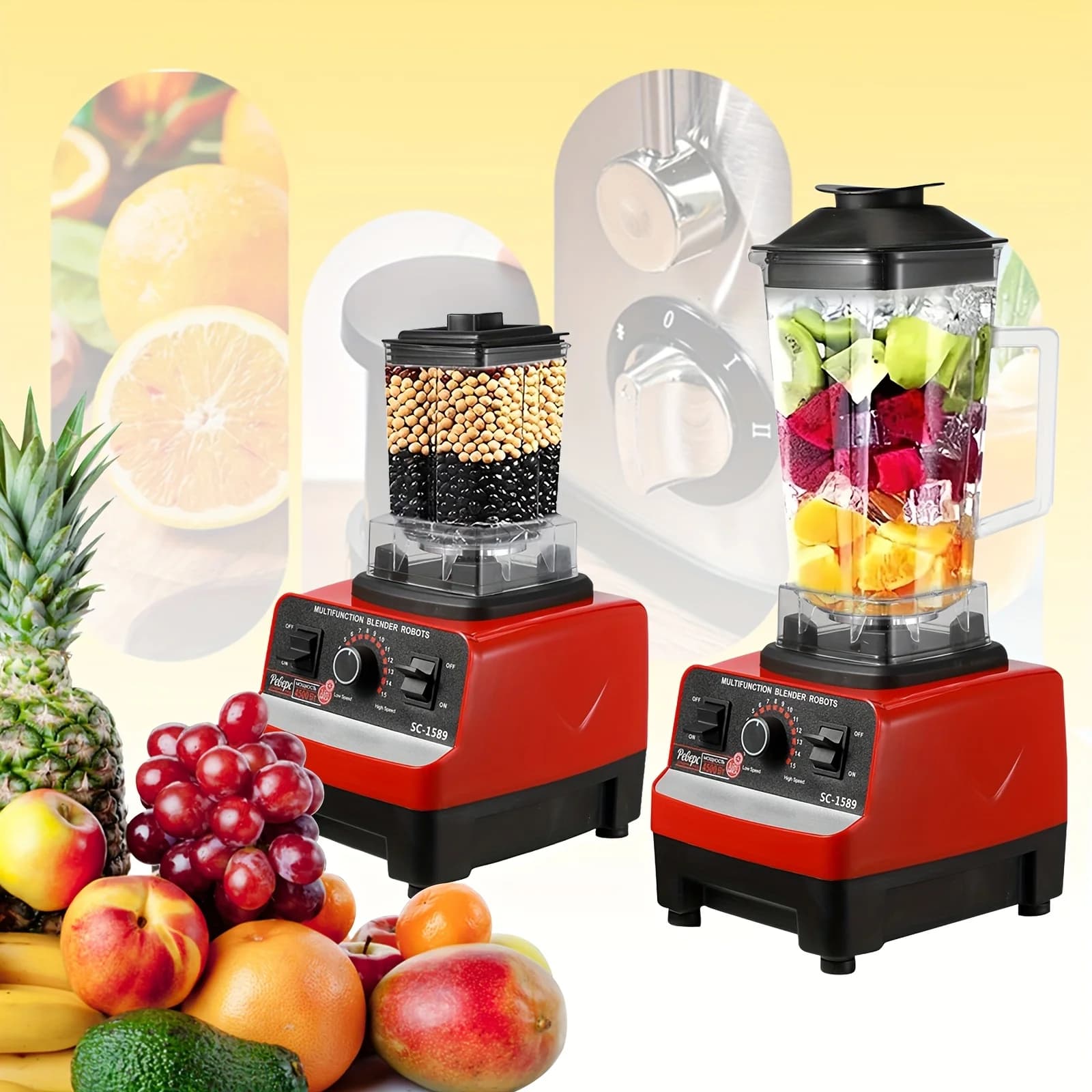 2-in-1 durable blender, fixed blender 2000w mini milkshake machine vertical blender for easy storage, black color for easy clean