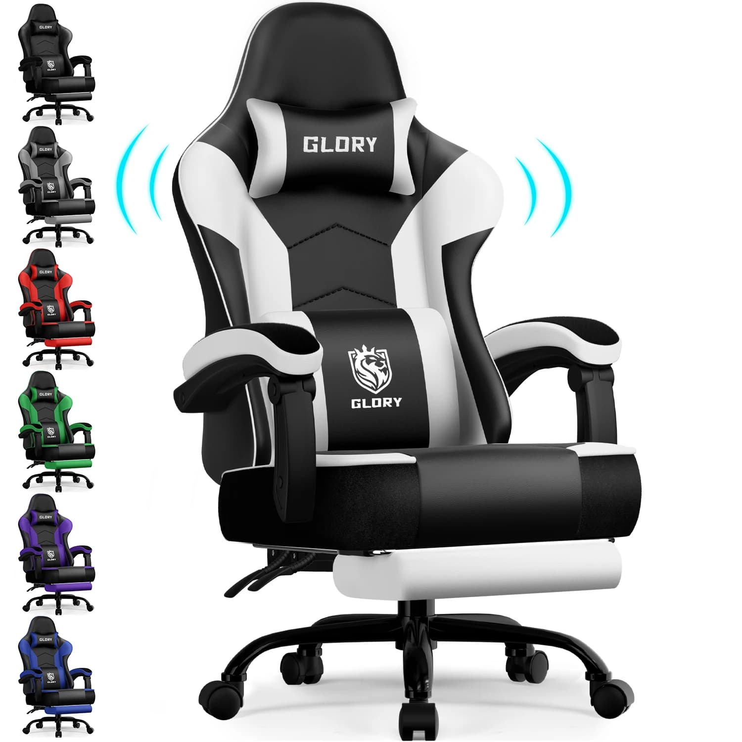 Ergonomic Gaming Chair 90°-170° Reclining with 15° Rocking Function, Adjustable Headrest Lumbar Support, Linked Armrests Auto-Follow Elbow, Memory Foam Cushion, PU Leather, Height Adjustable 10cm, Heavy Duty 150kg, High Back Swivel Computer Desk Chair for