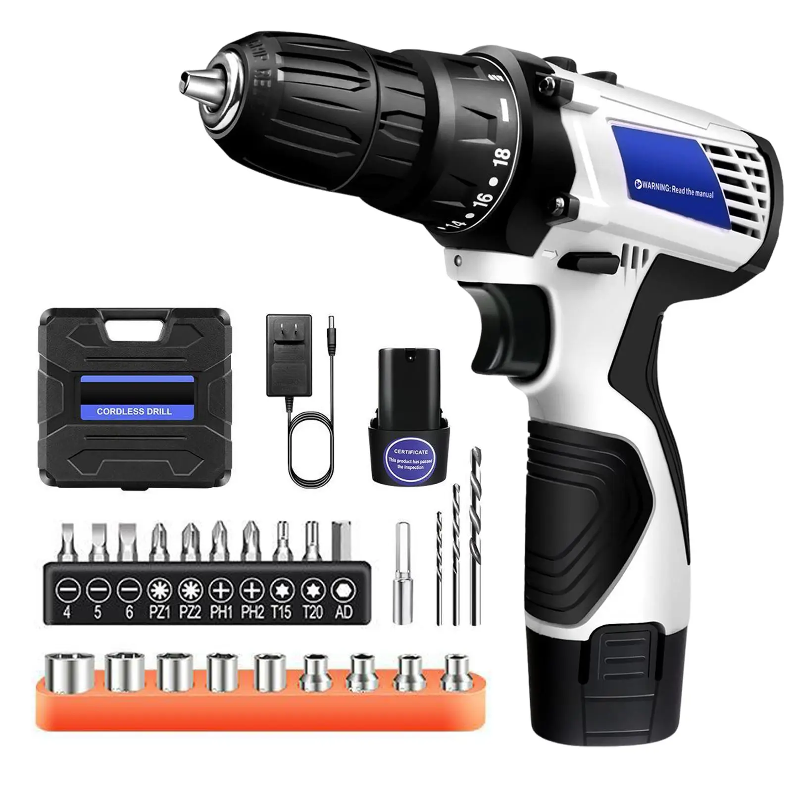 1400RPM Cordless Driver Kit with Battery,2 in 1 Electric screen Driver tool Kit 45 N.m, Dual Speed