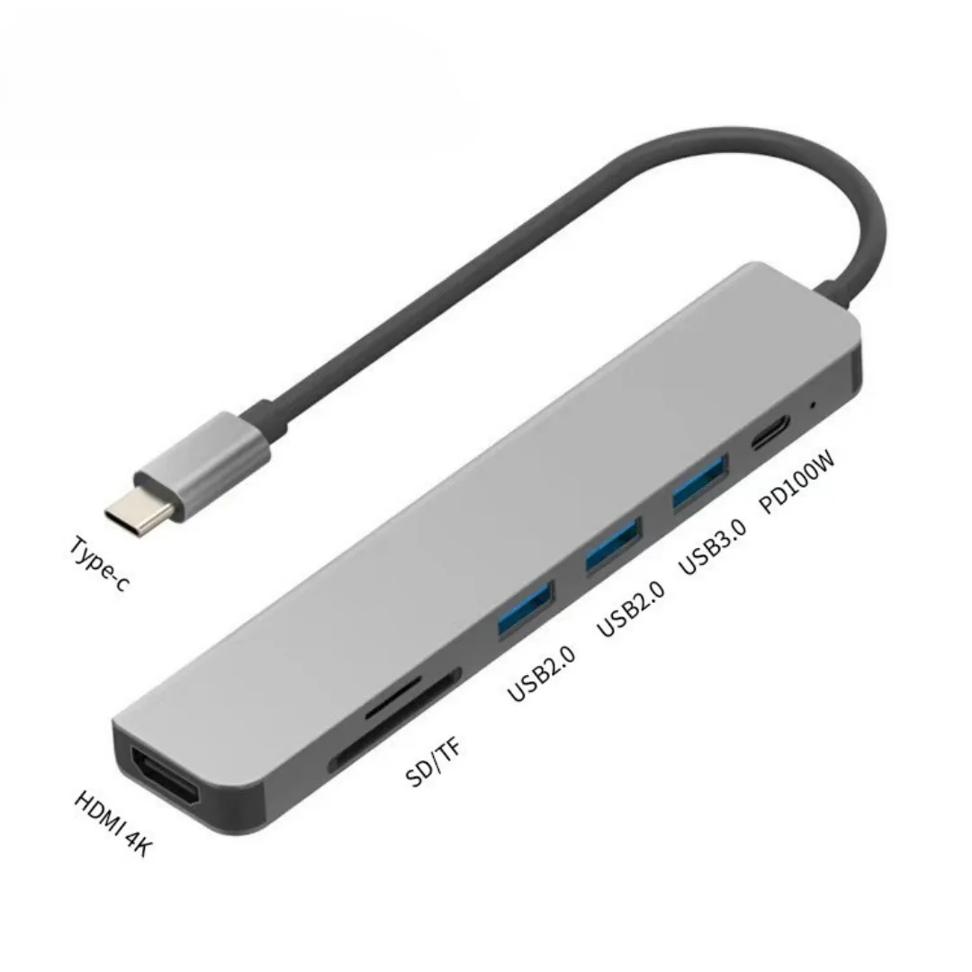 7 in 1 USB C Hub Adapter HDMI 4K 30Hz PD SD TF Card Reader USB 3.0 USB 2.0 Type C Docking Station