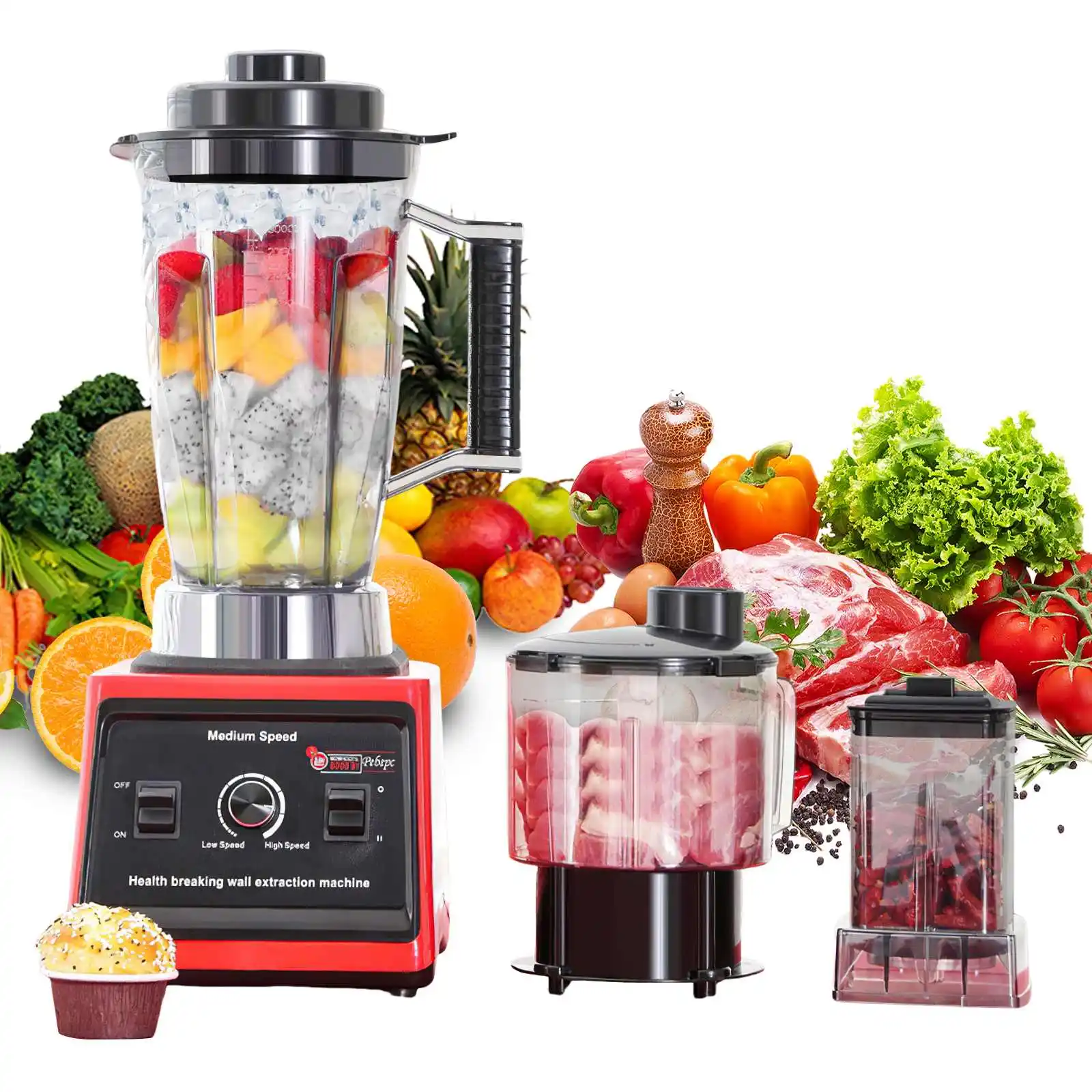 3-in-1 Multifunctional Countertop Blender BF-5032  Heavy Duty Timer Juice Ice Smoothie Maker Food Processor with 3L BPA Free