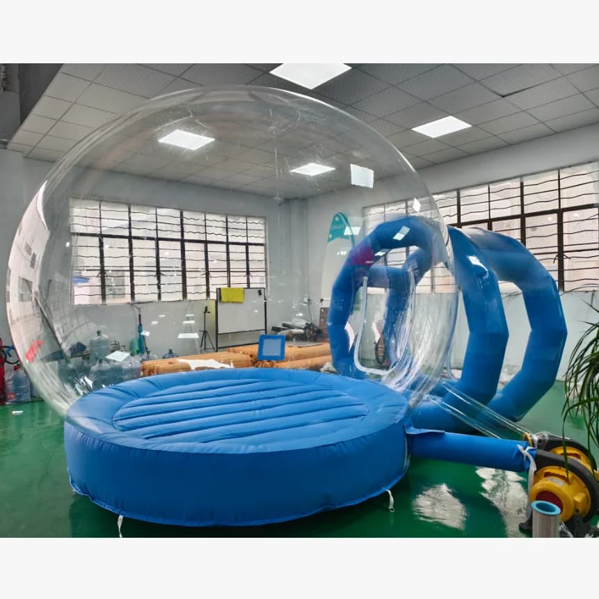 Inflatable Bubble House with Trampoline and Clear Dome PVC Material with 2 Blowers for Kids Birthday Party