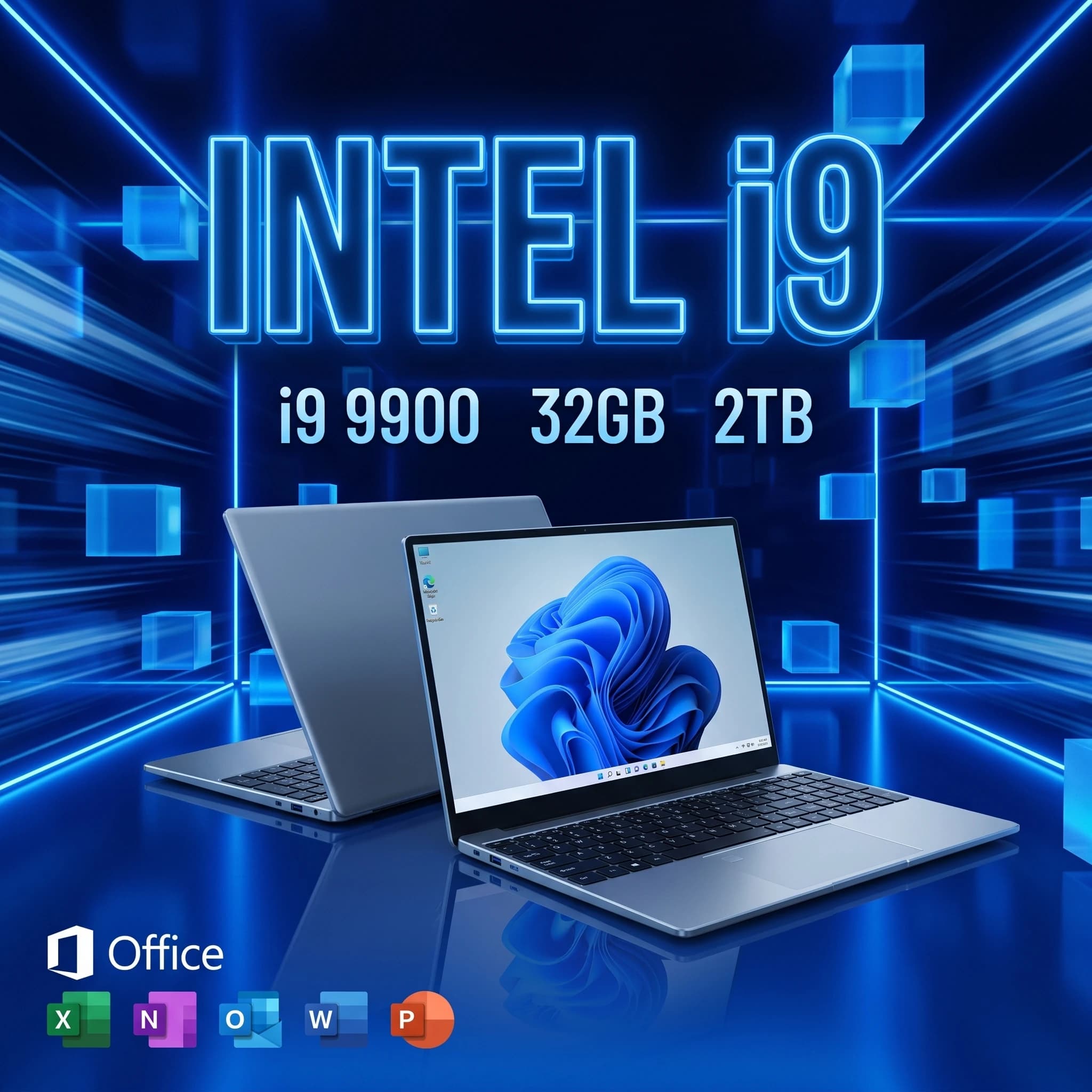 LENO Portable 15.6" Laptop Windows 11 Intel Core i9 9900 32GB 2TB Fingerprint Unlock 1080P HD Gaming Computer PC Gamer Office Notebook