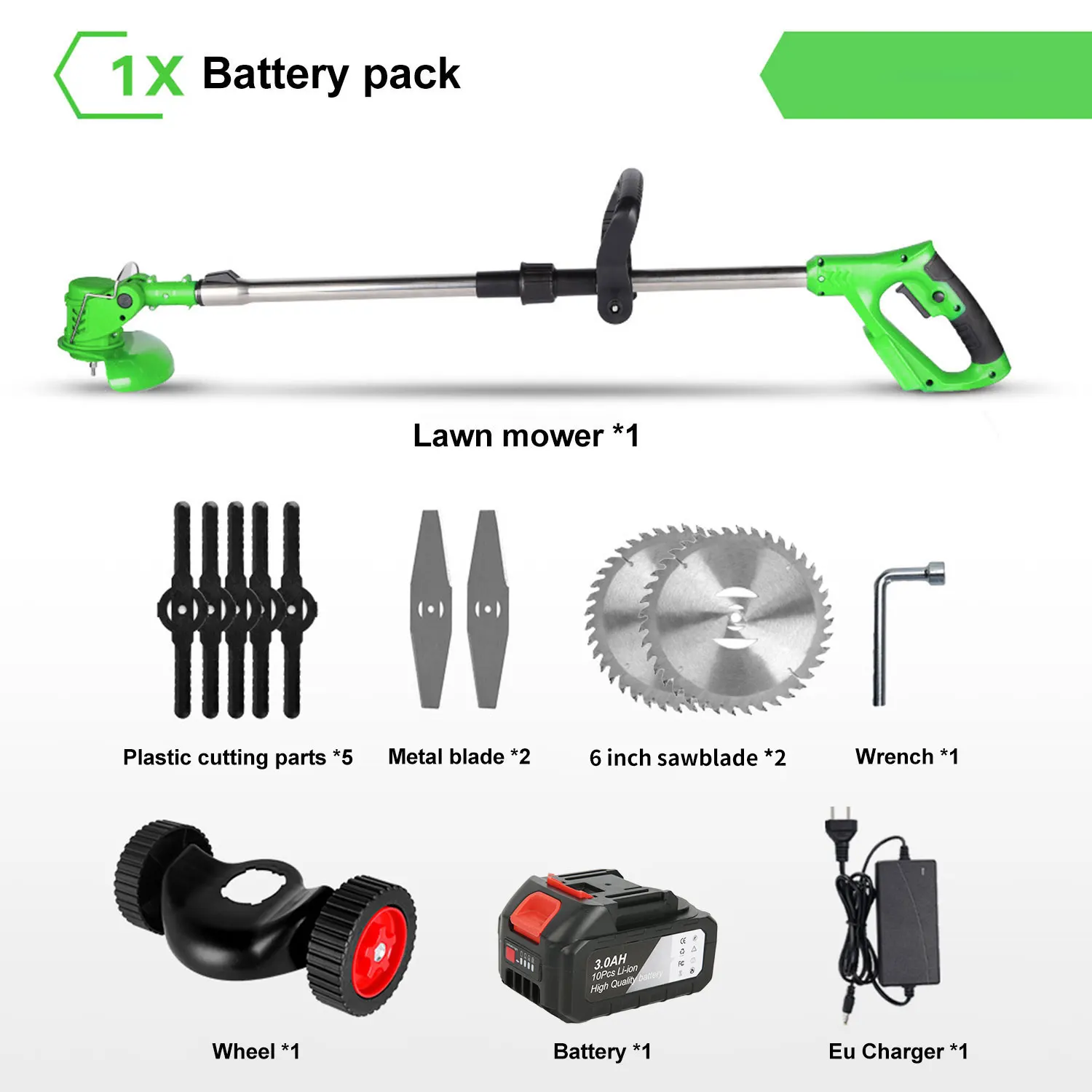 1500W Electric Lawn Mower Cordless Grass Trimmer Garden Strimmers Grass Trimmer Cutter Power Tools for Lawn Garden Yard