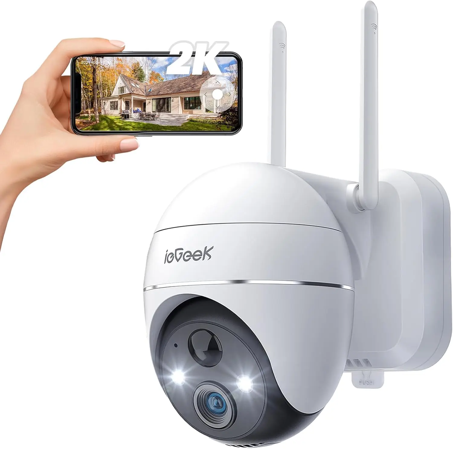 IeGeek 2K PTZ 355° Wireless Security Camera Outdoor with Color Night Vision, CCTV Camera Systems, PTZ Wifi Camera, Motion Detection, Siren Floodlight,Voice Intercom