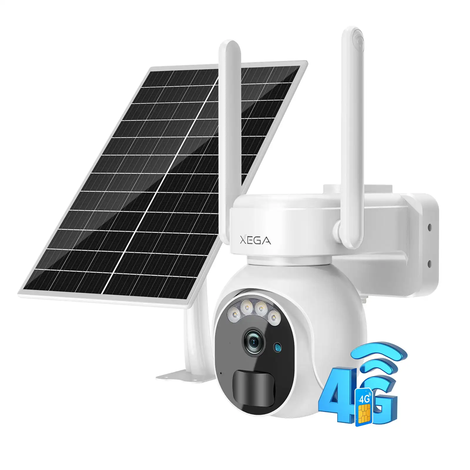 XEGA 4G LTE Security Camera No Wi-Fi With SIM Card Solar Outdoor Wireless 2K HD Solar Powered 10000mAh Outdoor Human Detection Color Night Vision 2-Way Talk Waterproof