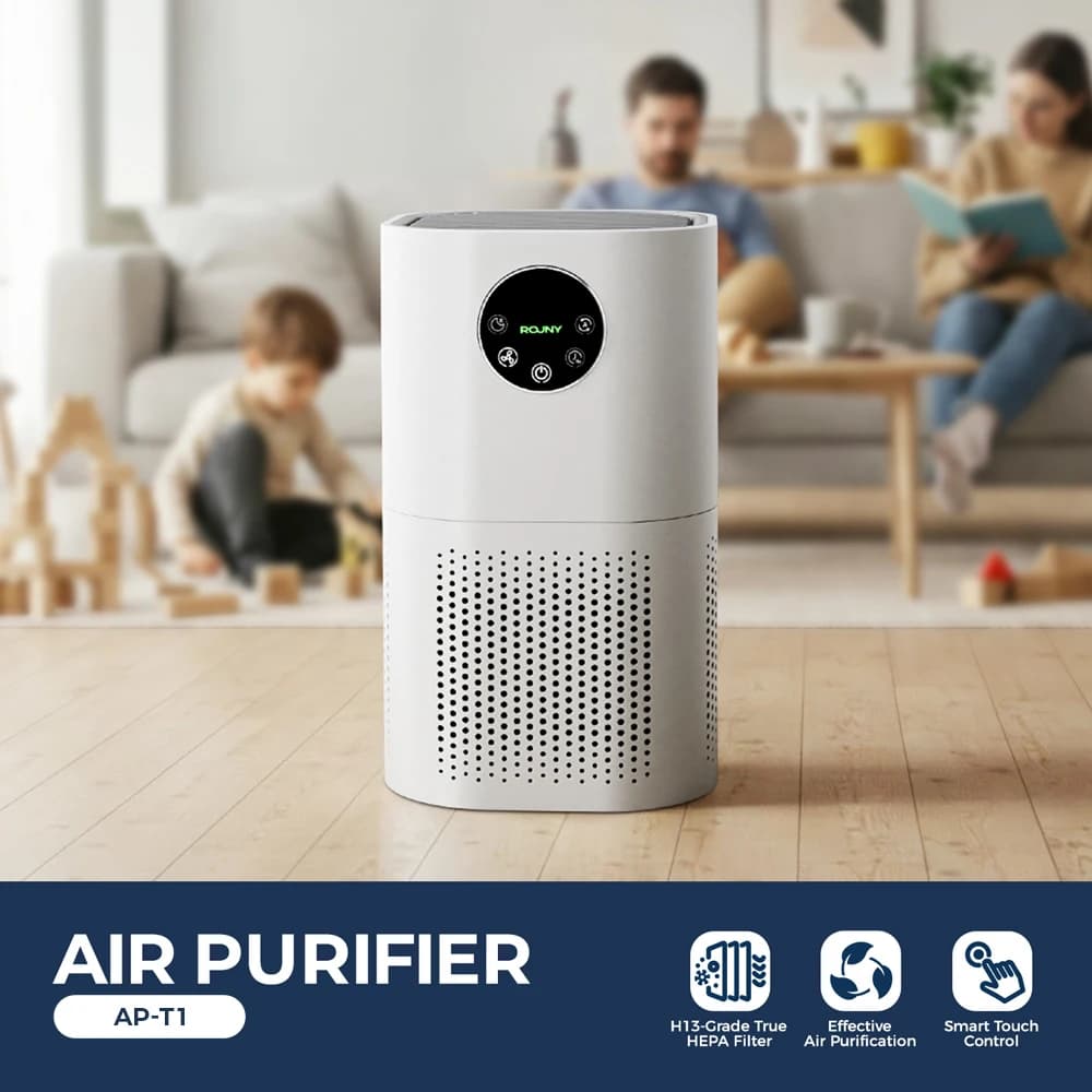 ROUNY H13 True HEPA Air Purifier, Pet Odor/Smoke/Allergies, 360° Air Intake, Quiet 25dB, 20~50㎡, 150m³/h, White