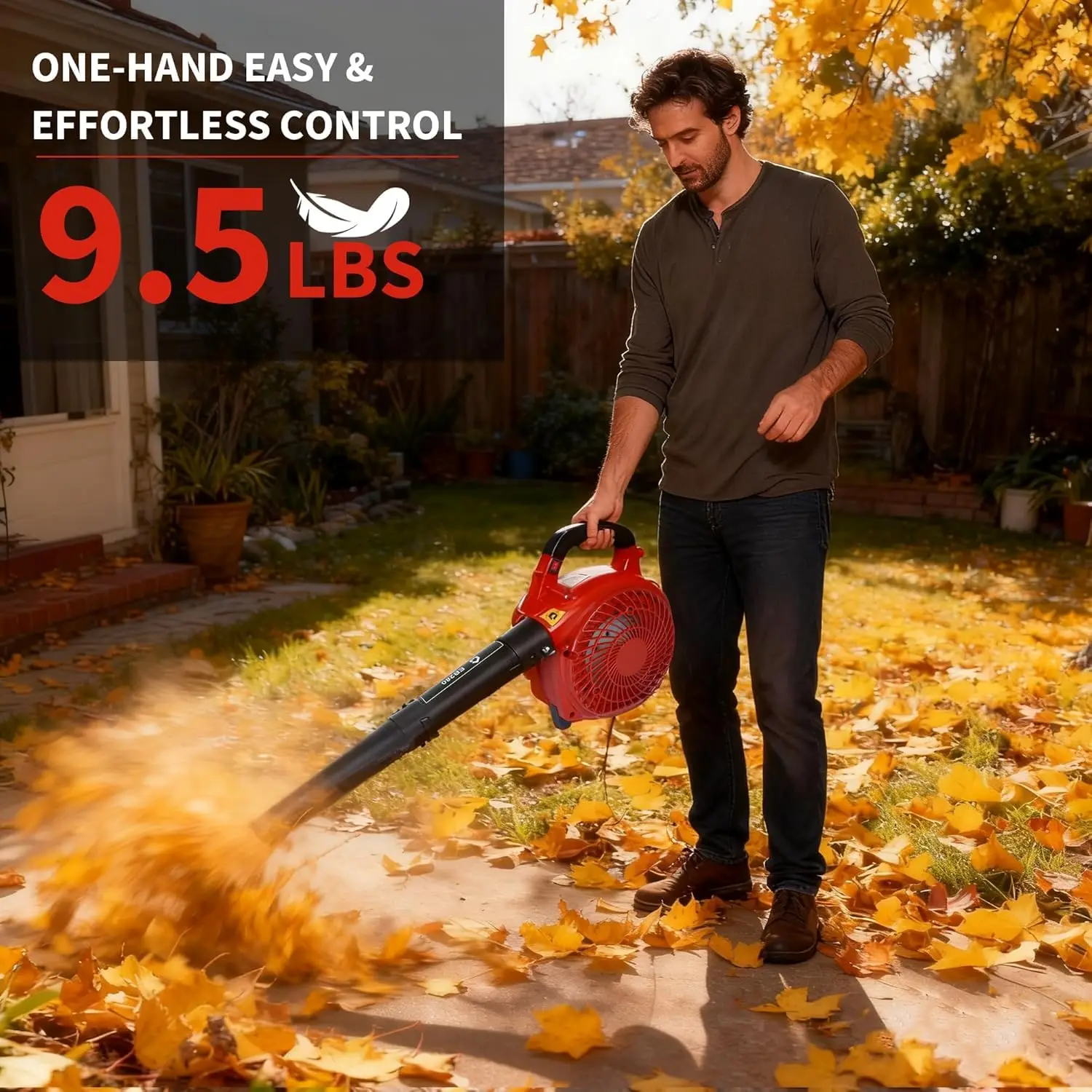 490 CFM & 280 MPH 1.1hp 2-stroke petrol powered hand leaf blower ideal lawn care entrance cleaning & Gardening