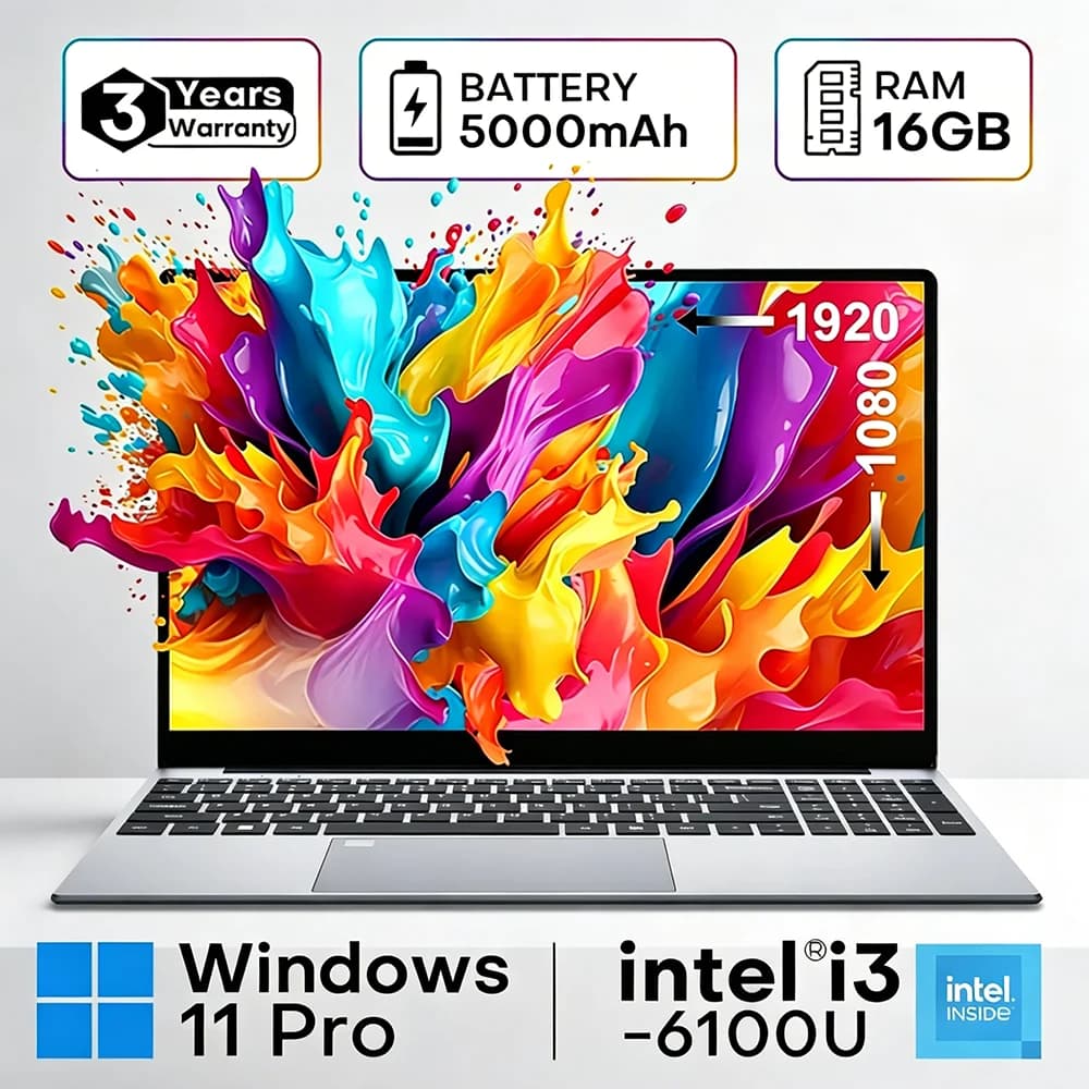 Xiaman 15.6" Intel Core I3 6100U Laptop Computer Windows 11 16Gb Ram 1Tb 2Tb Ssd Portable Notebook Pc Backlight Office Study Laptops