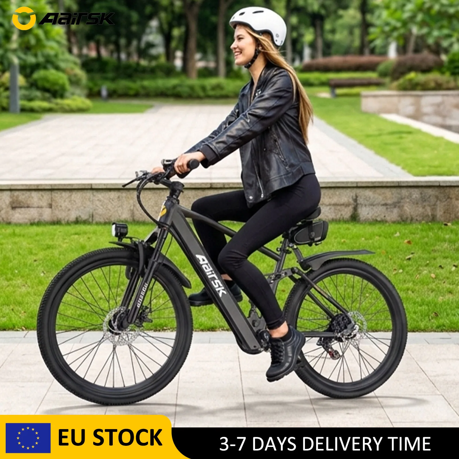 26' Electric Bike for Adults, 250W Brushless Motor, 36V 10Ah Battery, Up to 40 Miles Range, 25km/h 7-Speed E Bike, Front Suspension NFC