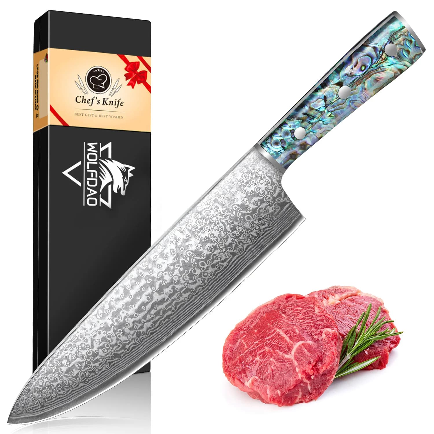 SAEIV High quality kitchen knife in Damascus steel multi-functional Made of 67 layers VG10 steel extremely sharp With ergonomic shell wood handle for comfortable handling Delivery in an elegant gift box