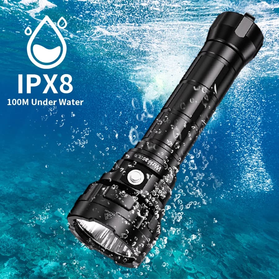 Wurkkos DL70 Diving Flashlight Super Bright Rechargeable 26650 Battery 13000 Lumens Professional Diving Outdoor Flashlight