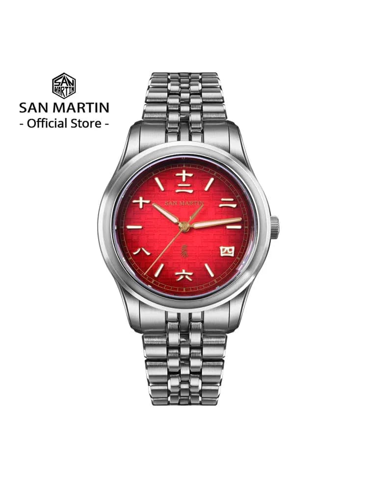 San Martin 2026 3D Embossed Dial Year of the Horse Limited 39mm Miyota 90S5 Clear Caseback Men Automatic Mechanical SN0144