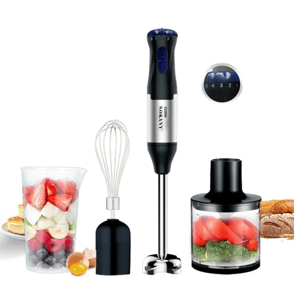 4-in-1 Handheld Blender Multifunctional Food Processor High Speed Stainless Steel 220V Kitchen Blender Food Grade Mixing Grinding