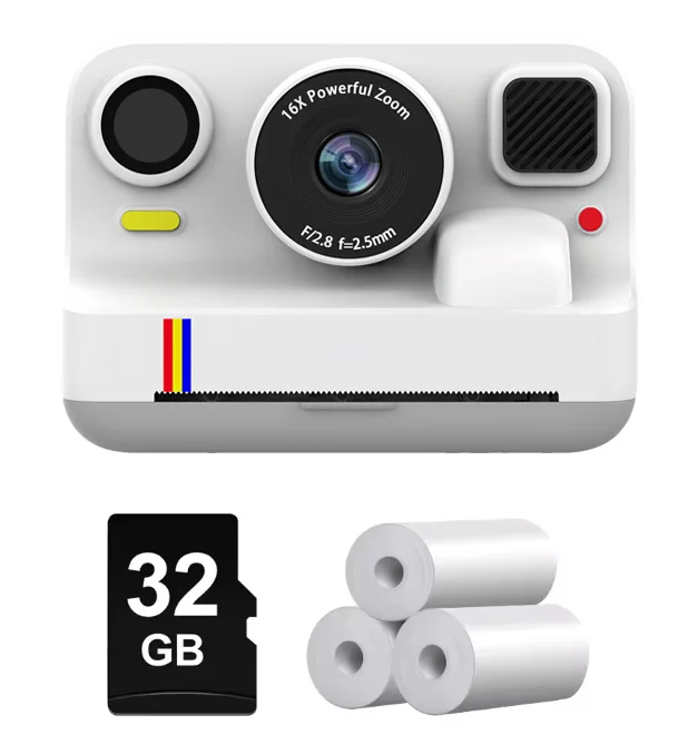 ILUKA K12 Pro Kids Instant Print Camera 48MP Dual Lens Bluetooth Photo Printing Camera 2.4 Inch IPS Eye Protection Screen DIY Graffiti Puzzle Game MP3 Player 1300mAh Portable Children Digital Camera Toy Gift