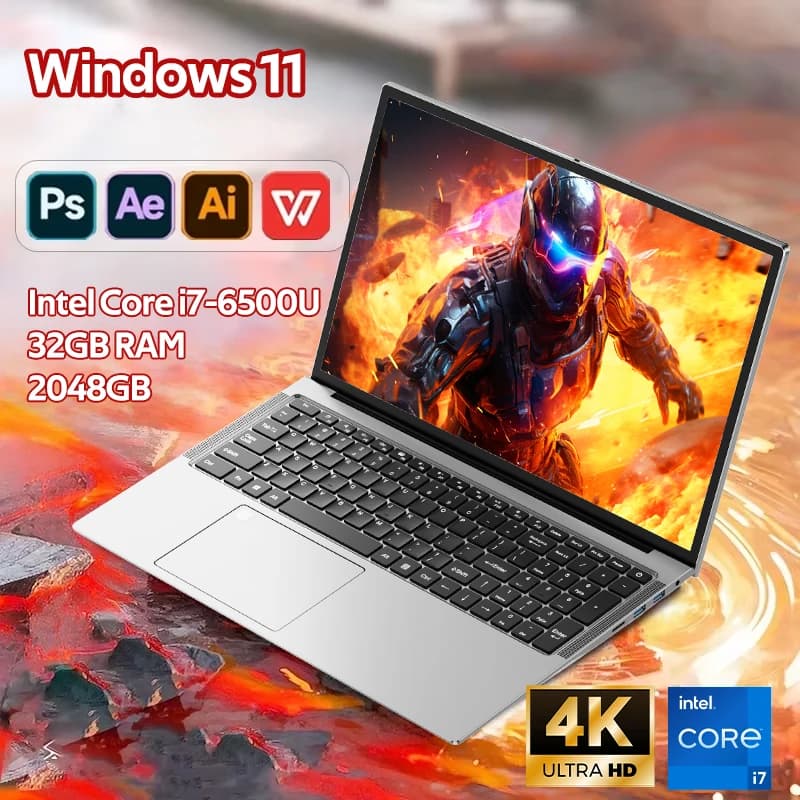 2026 Intel Core I7-6500U 14.1 Notebook 32GB RAM 2048GB SSD ROM 5000mAh Windows 11 Pro 3-Year Warranty Portable Laptop