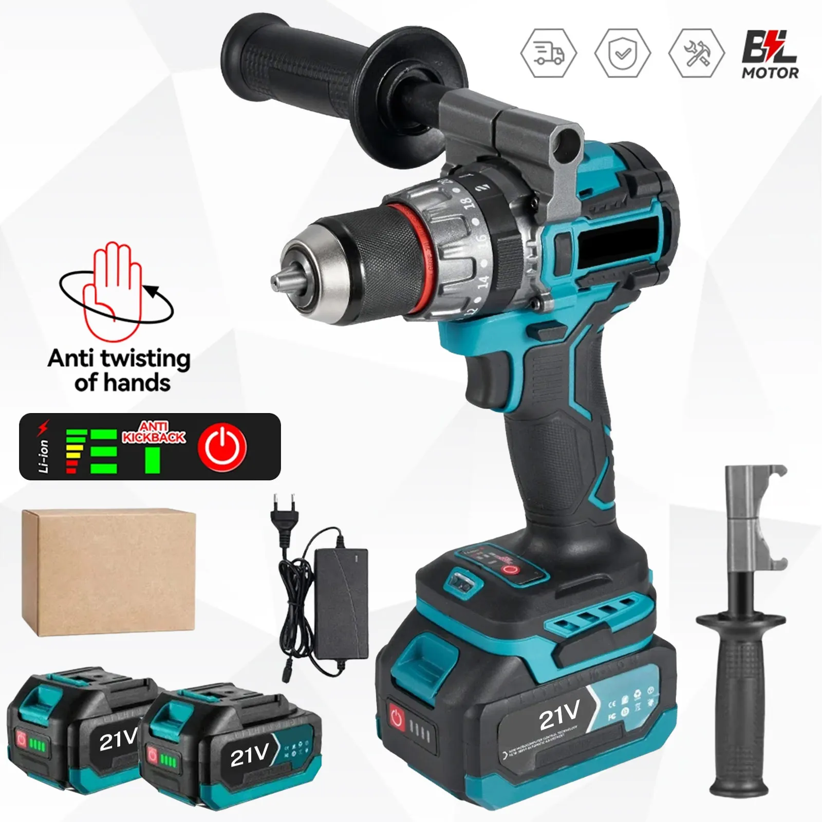 700Nm 20 + 3 Torque Brushless Electric Drill Screwdriver Ice Breaking Loose Soil Impact Drill For Makita 18V Battery