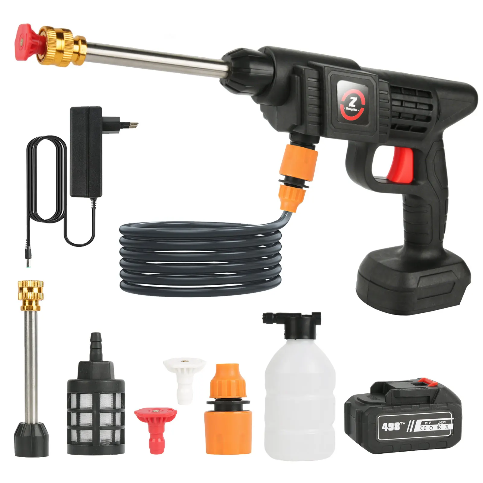Electric Washing Car Machine Cordless High-pressure Washing Car Water Gun Versatile Wash Gun Adjustable Nozzle Cleaning Tool