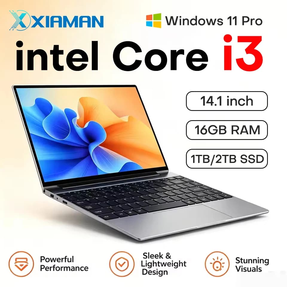 Xiaman 14.1 inch Portable Laptop Computer intel Core i3 6100U Windows 11 Pro Laptops 1TB 2TB SSD 1080P Office Study Notebook PC Computer
