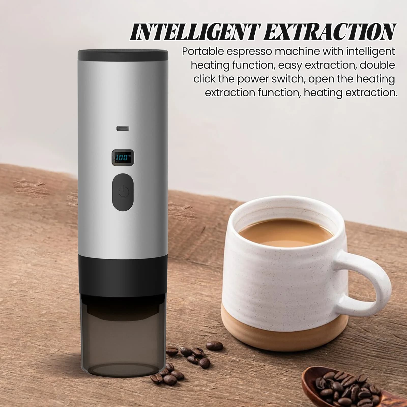 3 In 1 Portable Capsule Coffee Machine 15Bar USB Rechargeable 12V Electric Espresso Maker For Travel Camping Car Home