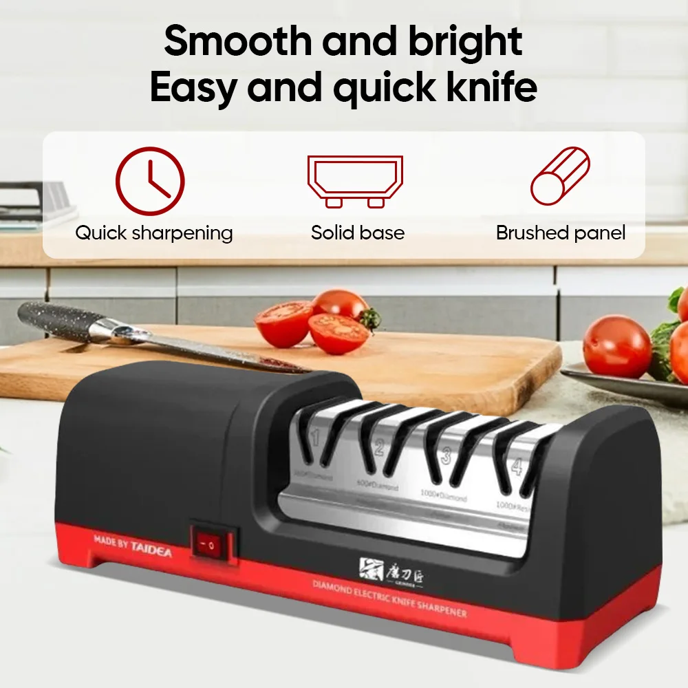 TG2102 4 Stage Electric Knife Sharpener 20-Degree Grinding Edge Knife Sharpener for Kitchen Knives with Sharpening and Polishing