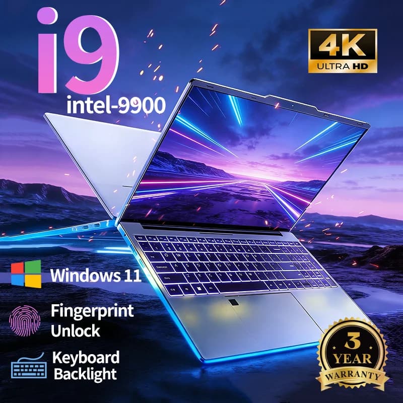 2026 NEW Windows 11 Laptop Intel Core I9-9900 15.6 Inch 16GB RAM 1TB SSD Office Laptops Fingerprint Unlock Notebook