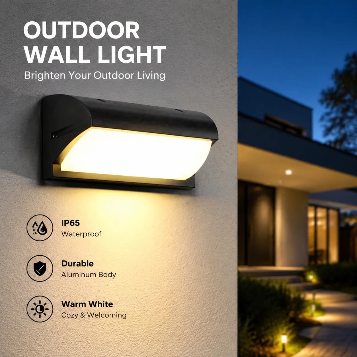 2PCS Modern LED Outdoor Wall Lamp IP55 Waterproof 220V Hardwired Exterior Wall Sconce Indoor Outdoor Dual Use Anti-Rust Lighting For Villa Garden Balcony Stair Porch Courtyard Home Decor