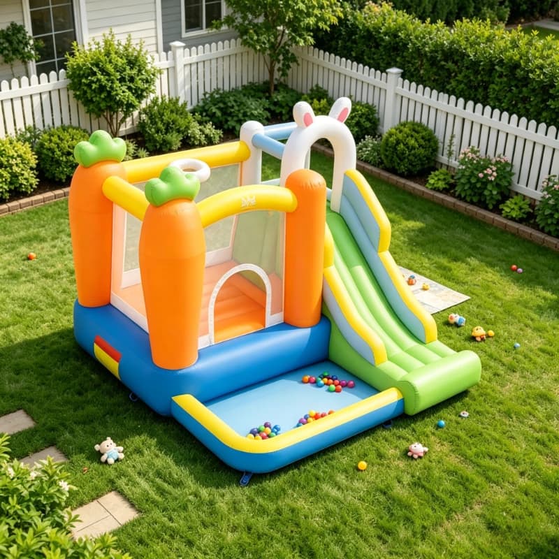 Inflatable Bounce House For Kids Aged 3-12 With Climbing Wall, Safe Bouncy Play Space For Backyard Party, Built-In Interactive Sound Design, Portable Kids Play Equipment Suitable For Indoor And Outdoor Entertainment