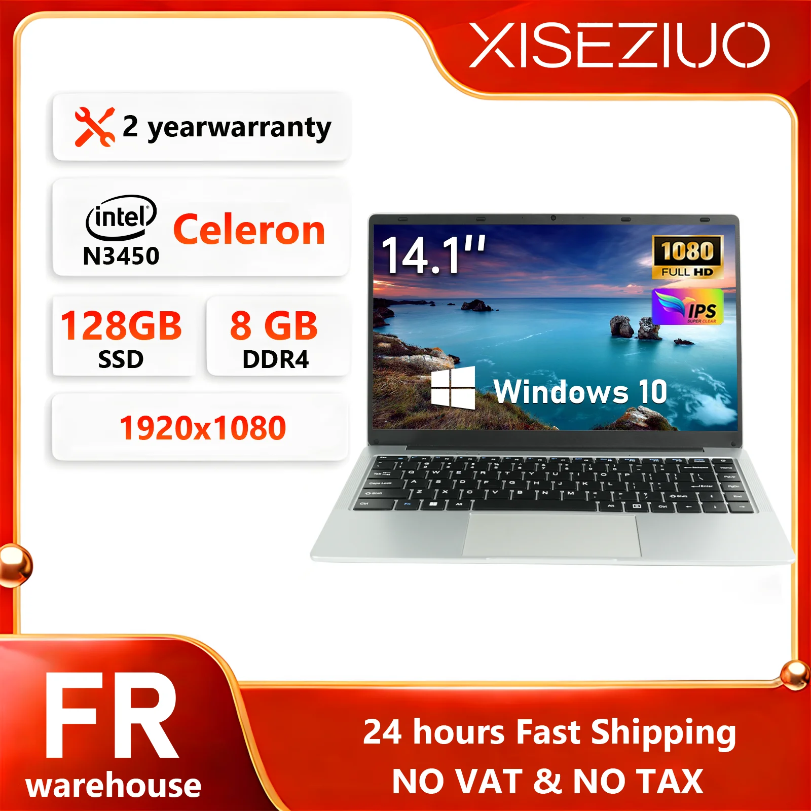 14 Inch Laptop Computer 8GB RAM 128GB SSD Portable Notebook PC 2.56GHz Quad Core Business Laptop Ultra Slim Lightweight Student Computer with WiFi Bluetooth HD Display Windows 10 Compatible Office Study Home Entertainment Silver Portable Laptop Student