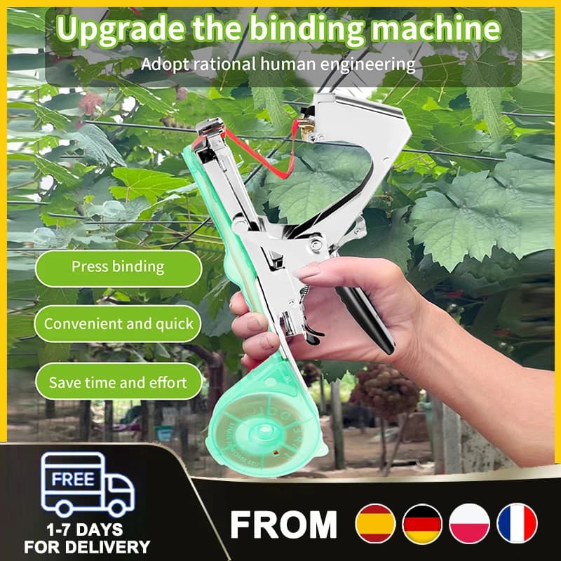 Plant Branch Binding Machine with Manual Taper & Nailer for Fixing and Strapping Plants in Gardening, Fruit Trees, Vegetables & Works on Grapes, Tomatoes, Cucumbers, Peppers, Eggplants, Flowers, and Plant Branches Garden Tools