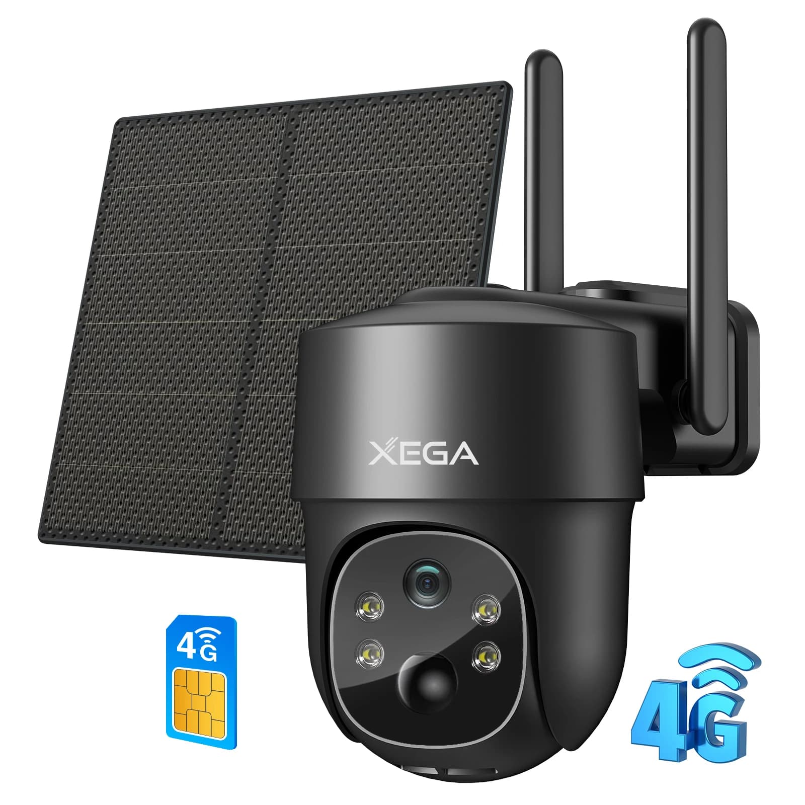 XEGA 4G LTE Security Camera Solar Panel With SIM Card Outdoor Wireless Battery 8000mAh CCTV 2K PTZ Night Vision Motion Detection IP Camera  (Not Support WiFi)