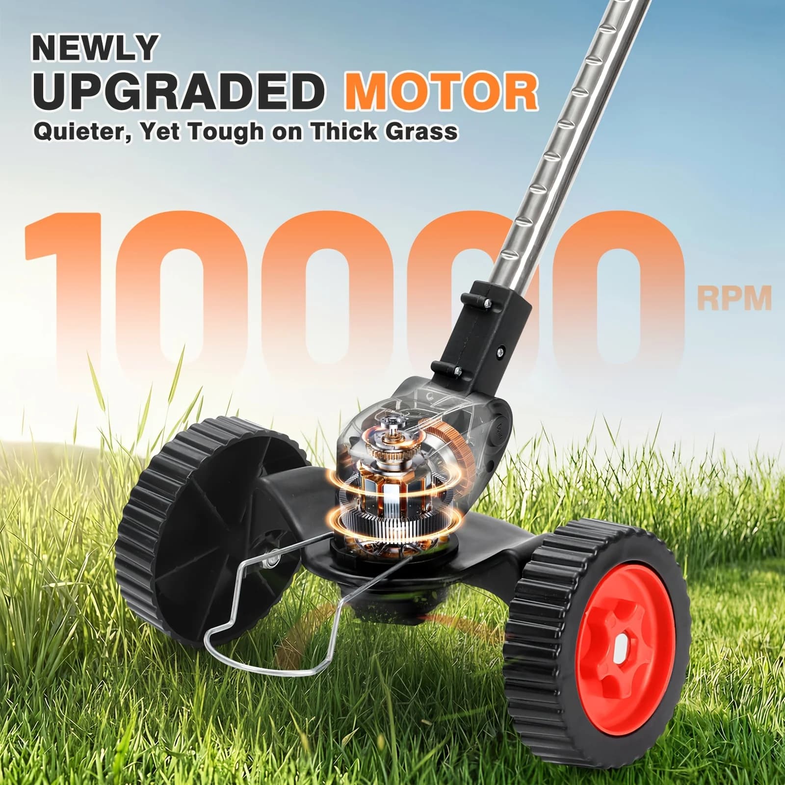 Cordless Electric Lawn Mower 1500W Cordless Grass Trimmer Adjustable Pole Cutter Grass Cutting Trimmer Cutter Power Tools for Lawn Garden Yard Courtyard Lawns
