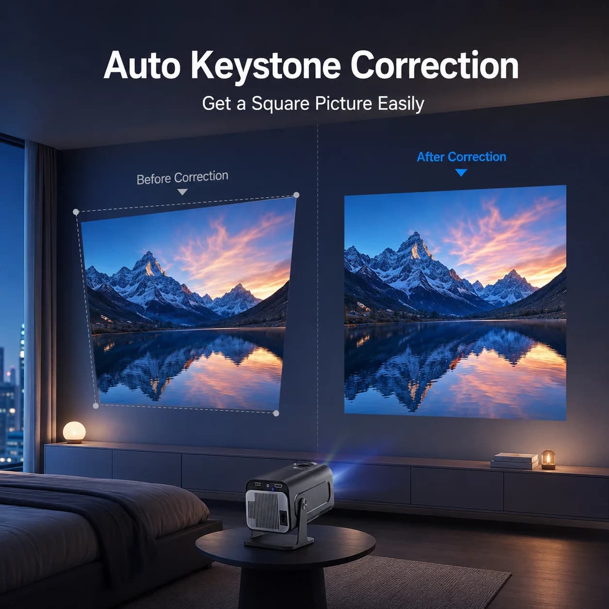 HY320 Mini Projector LCD Light Source Smart Dual-Band WiFi 6 BT 5.0 Portable Projector Native 720P 4K Support 200 ANSI Lumens Full HD Projector