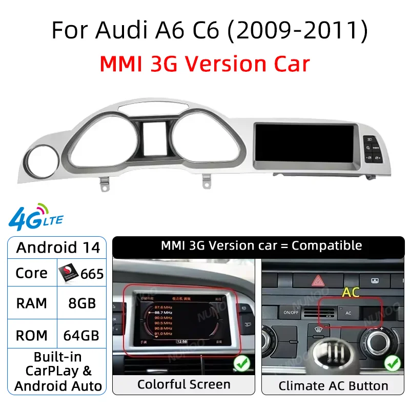 Android Carplay Android Auto For Audi A6 C6 2005-2011 Smart Car Systems Car Play Stereo Radio Audio Multimedia Navi