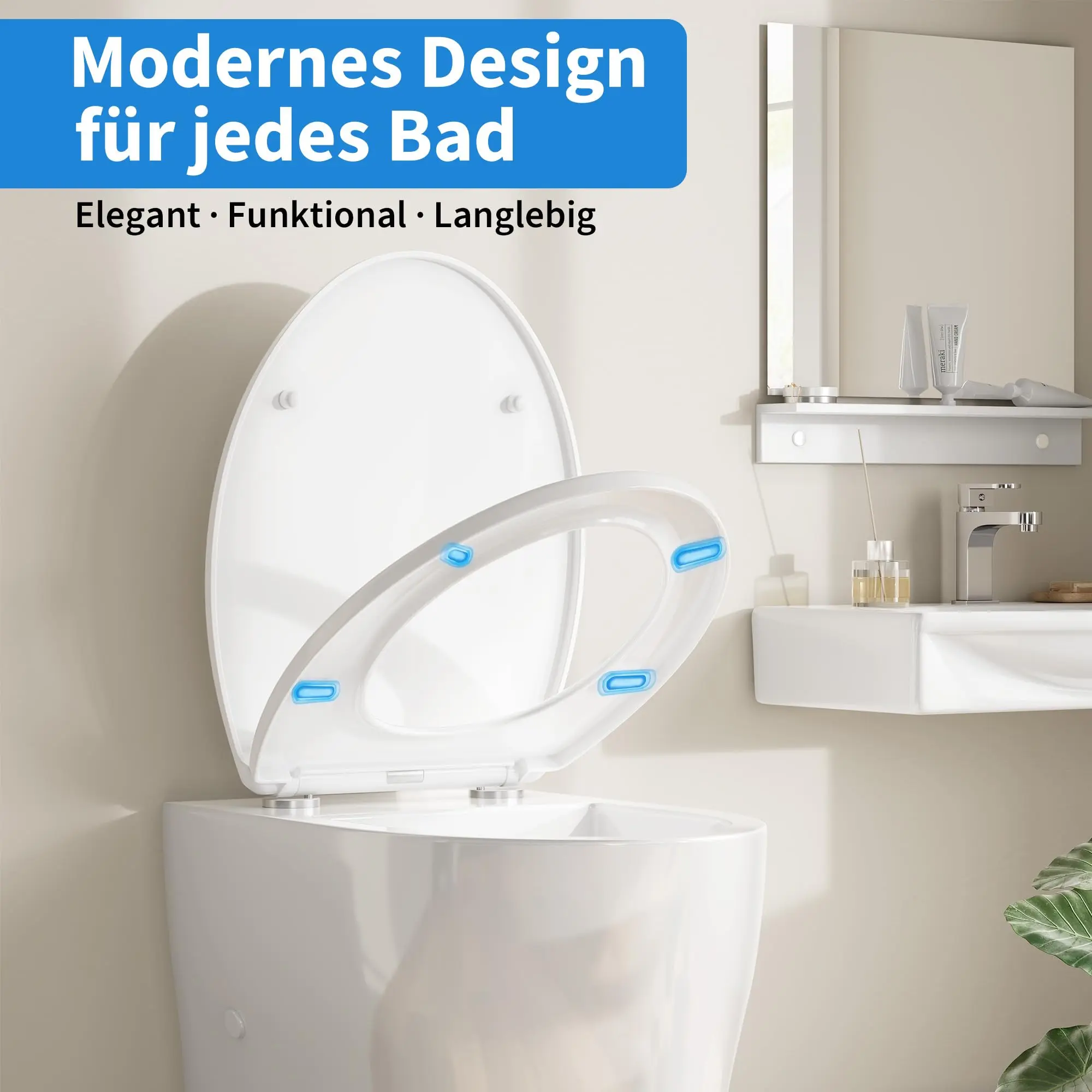 Toilet Lid with Soft Close,O-Shape Antibacterial Toilet Seat,Quick Release Function,Fits Most Toilets,Pp Toilet Lid,Toilet Seat Load Capacity 150Kg,White