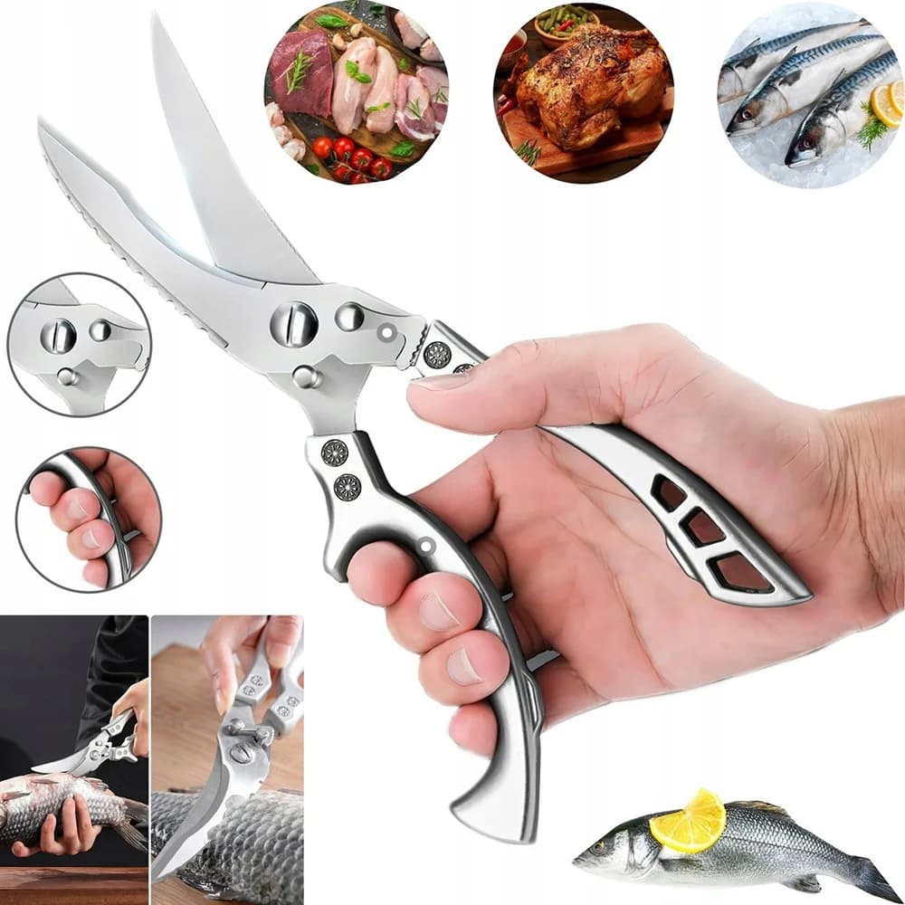 Ultra Sharp Stainless Steel Kitchen Scissors Utility Scissors Chicken Bone Barbecue Scissors for Fish Meat Cutter Kitchen Tools