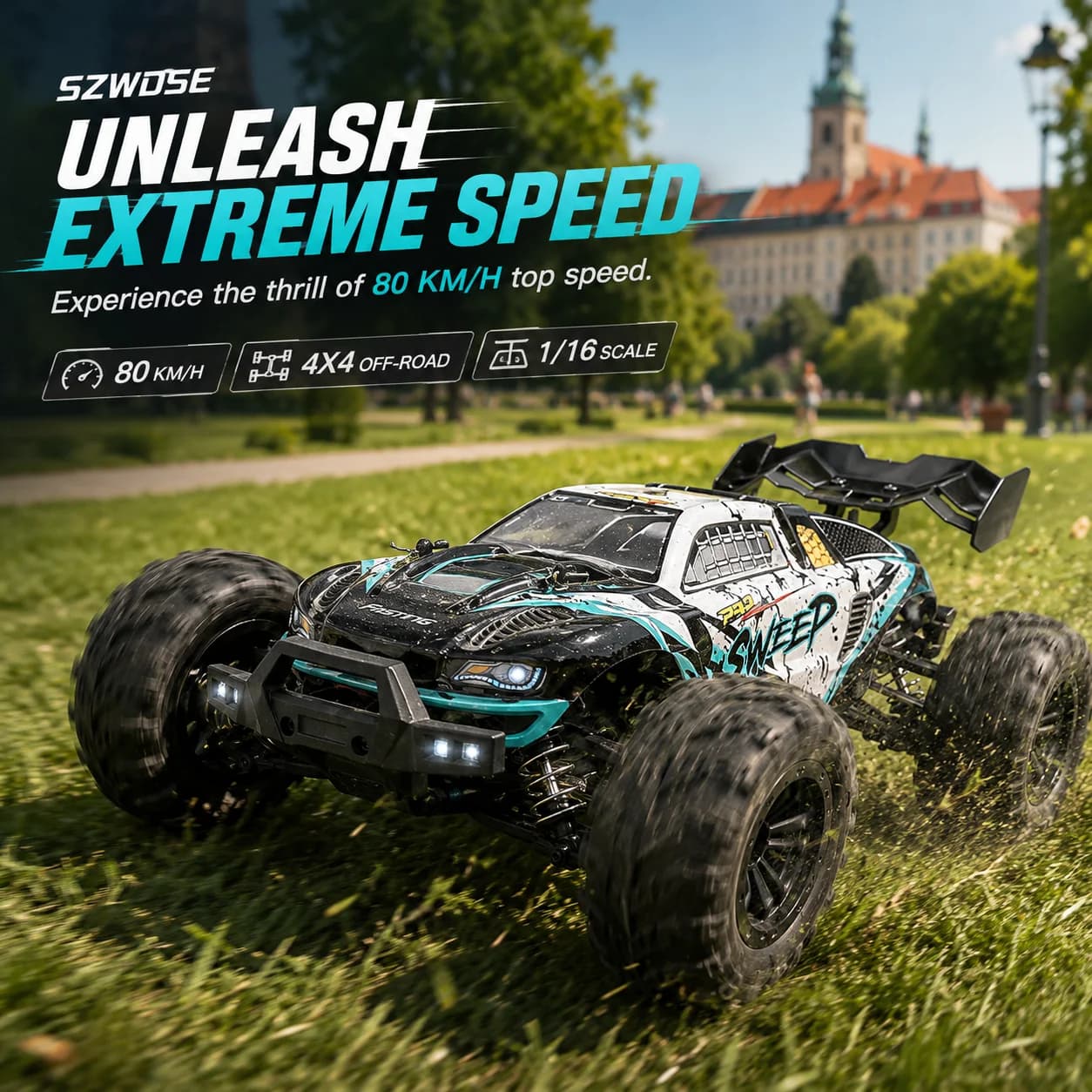 80km/h High Speed 4WD Off-Road RC Car, 1500mAh Battery 25 Min Runtime, All-Terrain Tires, 2.4GHz Remote Control Truck, Waterproof RTR Hobby Grade, for Adults Teens Camping Beach Outdoor Play