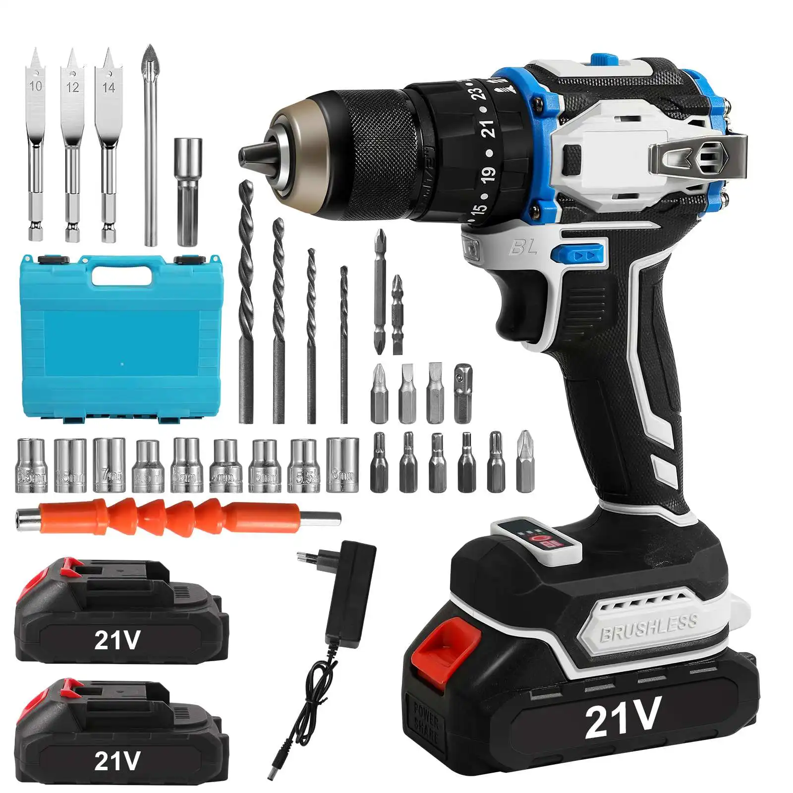 Brushless Cordless Impact Drill Lithium-Ion Battery Electric Screwdriver Electric Drill Mini Hand Drill Power Tools For Makita 18V Battery