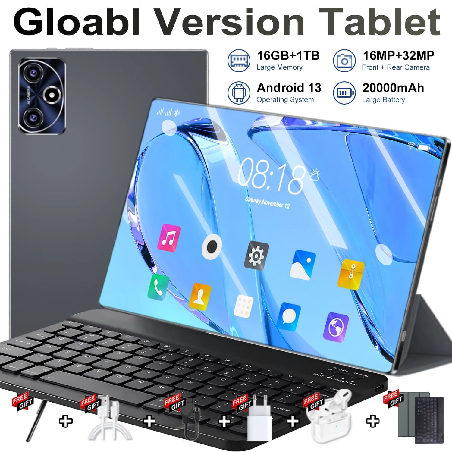 2026 Original 16MP 32MP 10.36 inch Network Android 13.0 Tablet 16GB RAM 1TB ROM  14 Core 20000mAh tablet 4 5G Wifi