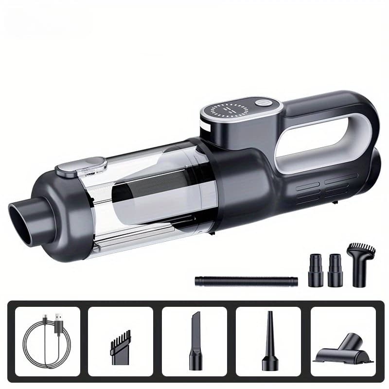 Brushless handheld vacuum cleaner, cordless, high suction, portable vacuum cleaner for home and car, Mini, rechargeable, with LED car cleaning.