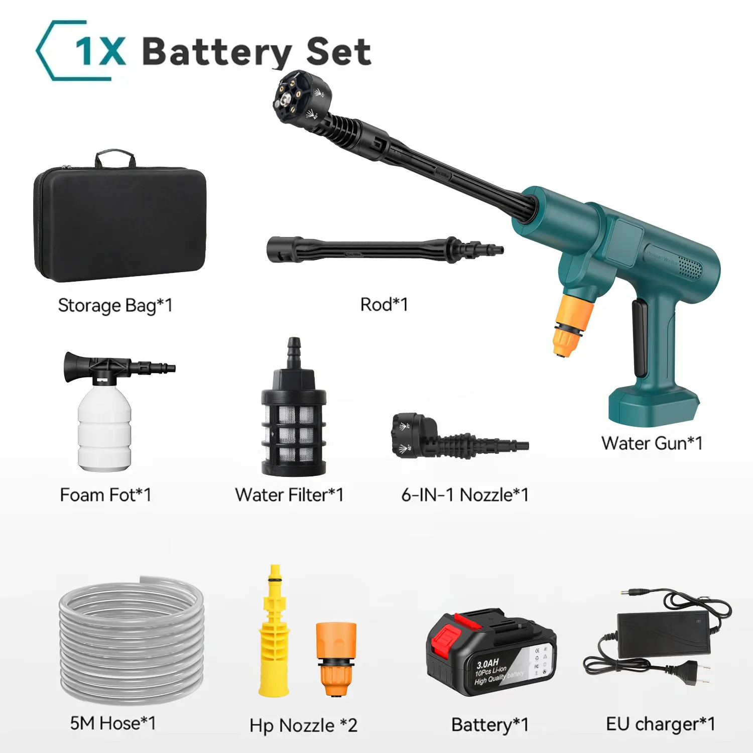 200Bar Brushless Electric High Pressure Washer Gun 3500W Spray Gun Car Wash Garden Clean Power Tools for Makita 21V Battery Pin