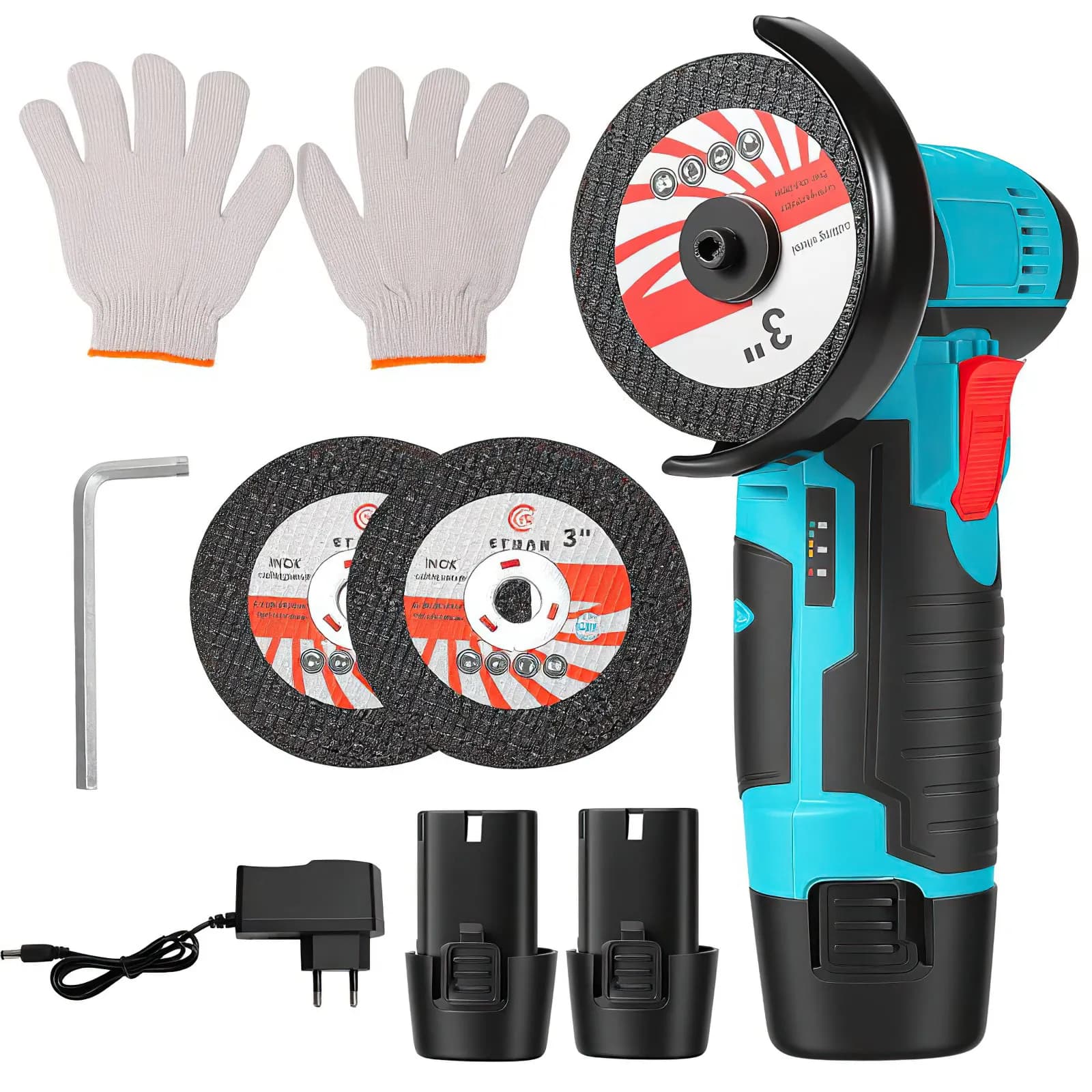 19500rpm 12V Mini Angle Grinder Grinding Cordless Machine Lithium Battery Rechargeable Grinder Cushing Power Tools